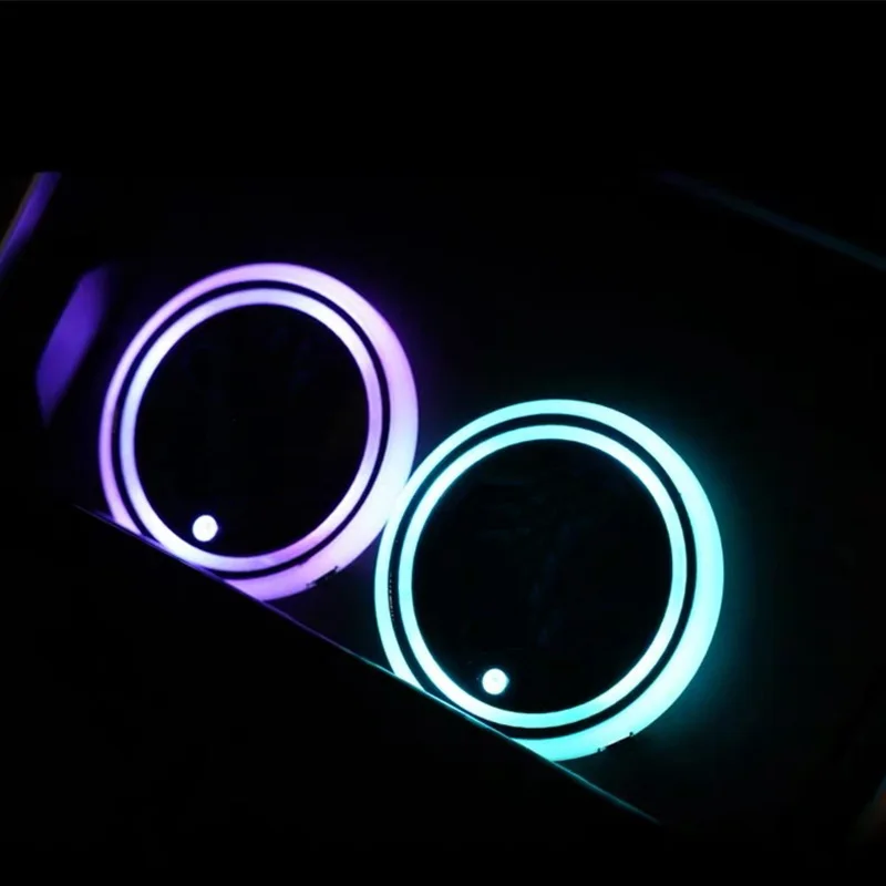 2pcs LED Car Cup Holder Pad Lights For Tesla Model 3 Y X S RGB Colors Insert Coasters Bottle Atmosphere Light Mats Accessories