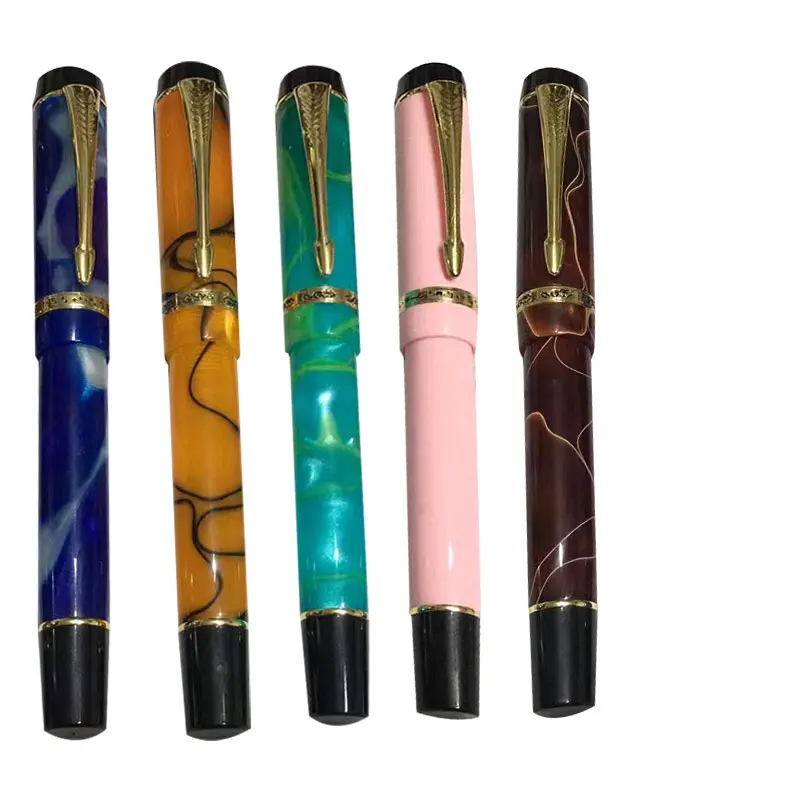 Kaigelu 316B Fountain Pen F EF  Nib  Beautiful Marble Amber Pattern Ink Pen Writing Gift for Office Business The Trumpet