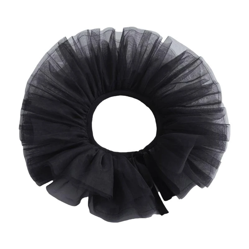 

652F Retro Ruffled Collar Girls Tulle Victorian Collar Lapel Medieval Cosplay Victorian Ruffled Tie Collar