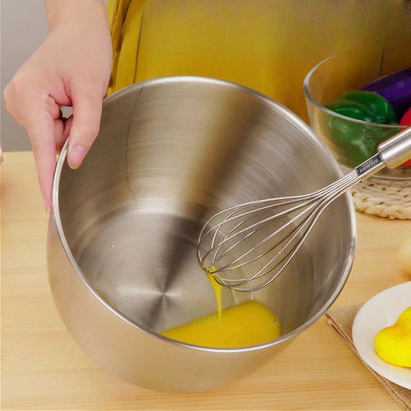 Stainless Steel Thickened Whisk Bowl, Deep Spatter-proof, Simple, Household Kitchen Ware Cream Cake, Egg Container Bowl