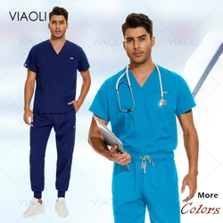 Dental Scrubs Men Medical Scrub Sets Uniform Women Joggers Doctor Surgical Gown Nursing Cleaning Spa Uniform Manicurist Workwear