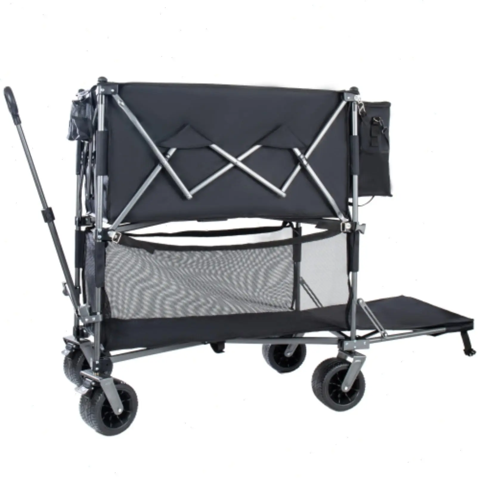 560Lbs Foldable Double Decker Wagon Cart,Beach Carts with Large Wheels&Side Storage Pocket&Dustbag,Large Capacity