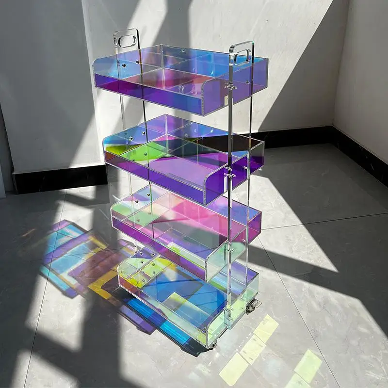 Creative Acrylic Trolley Storage Rack Cosmetics Storage Shelf Storage Rack Floor Bathroom Multi-Layer Storage Rack