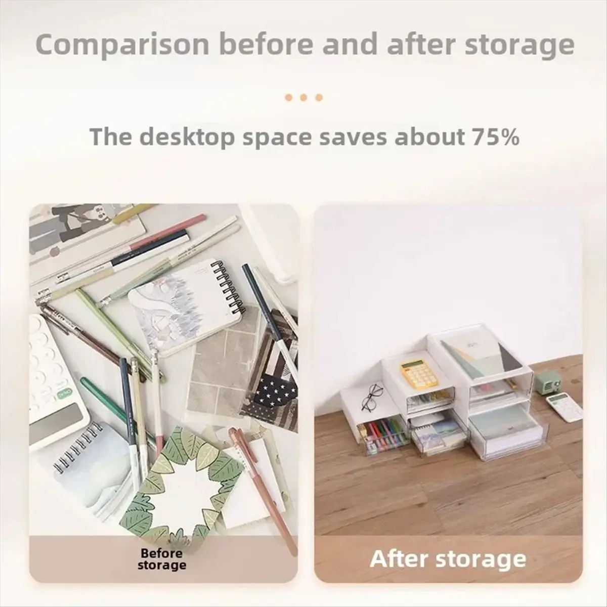 ABNQ Transparent Desktop Storage Box Drawer Type Office File Storage Box Bedroom Study Stack Combination Portable Storage Box