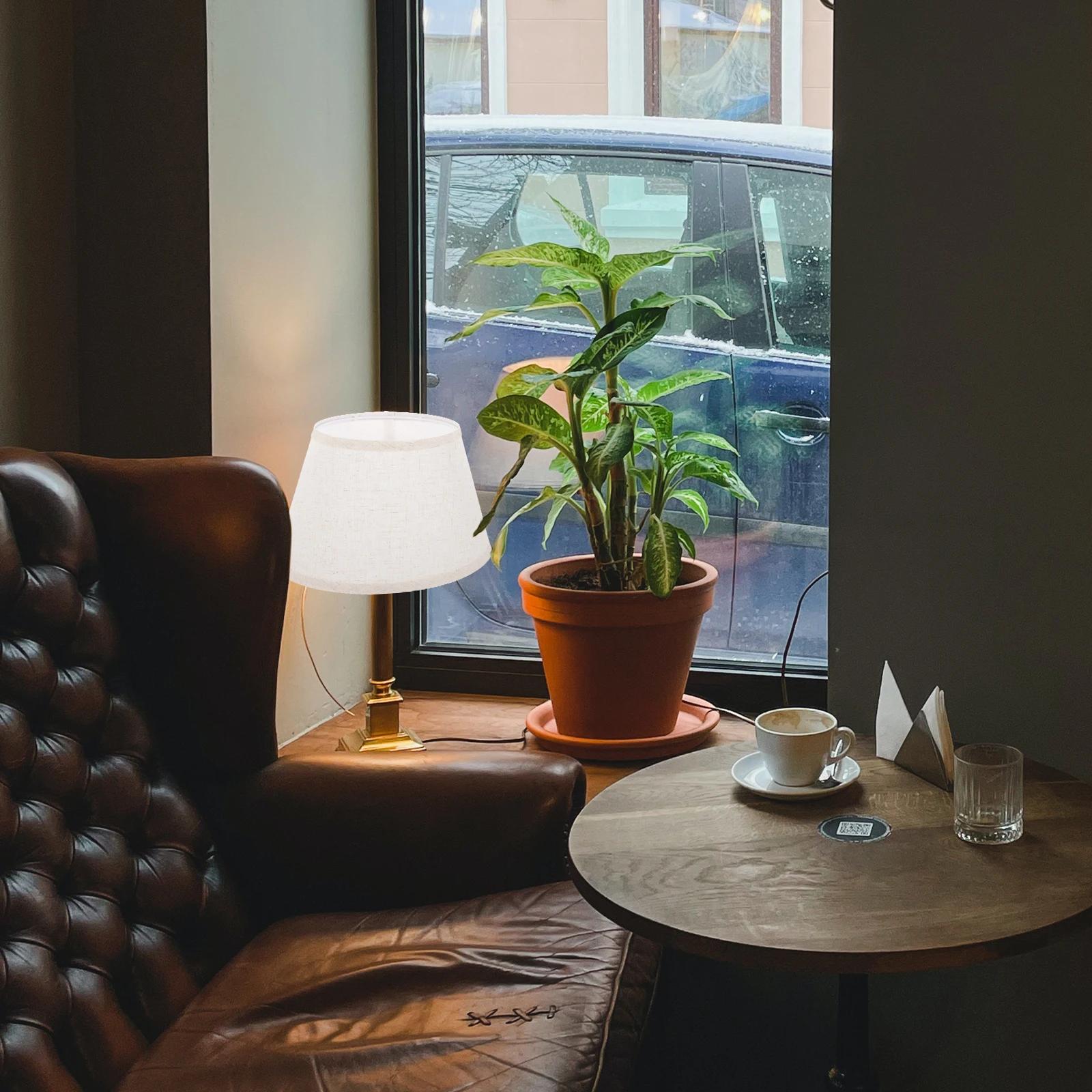 

Fabric Lampshade E27 Cone Linen Printed Christmas Light Cover Small Desk Wall Pendant Shade for Bedroom Living Room Office