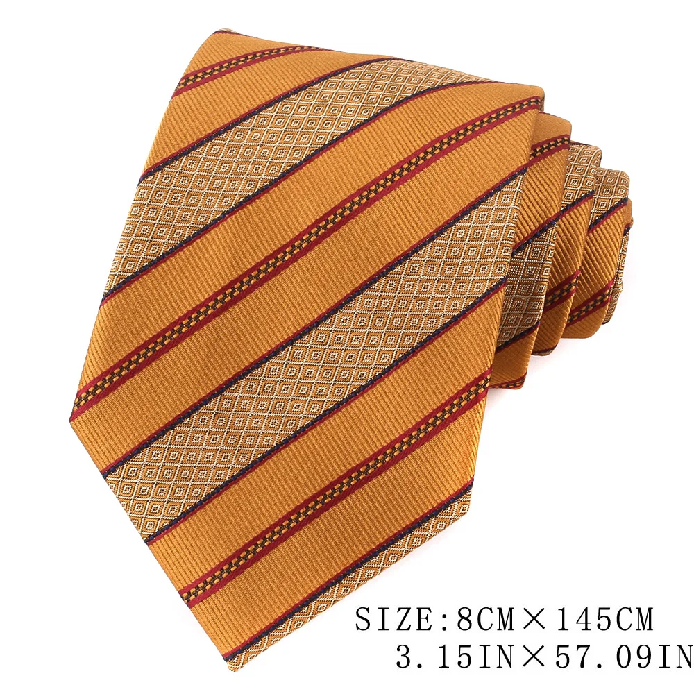 Orange Braune Krawatten für Männer und Frauen, Anzug, gestreifte Krawatte für Party, Business, klassische Paisley-Krawatten, Hochzeit, Krawatte, Bräutigam-Geschenke – Detail 19