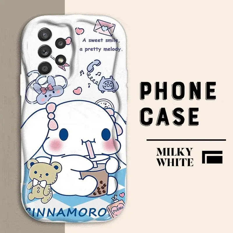 Sanrio Melody Cinnamoroll Drink Phone Case for Samsung Galaxy A55 A35 A15 A54 A52 A33 A34 A24 A23 A22 A14 A13 A12 5G Wave Soft