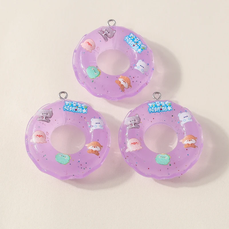Leslie 5 stücke Harz Sommer Strand Schwimm ring Ohrring Charms DIY Ergebnisse Schlüssel bund Halskette Anhänger Schmuck Herstellung Zubehör – Detail 4