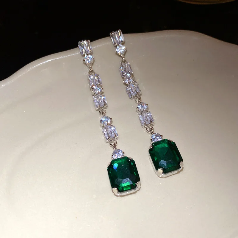 Green Square Zircon Dangle Ear - огляд і ціна Women'S Green Formal Wear