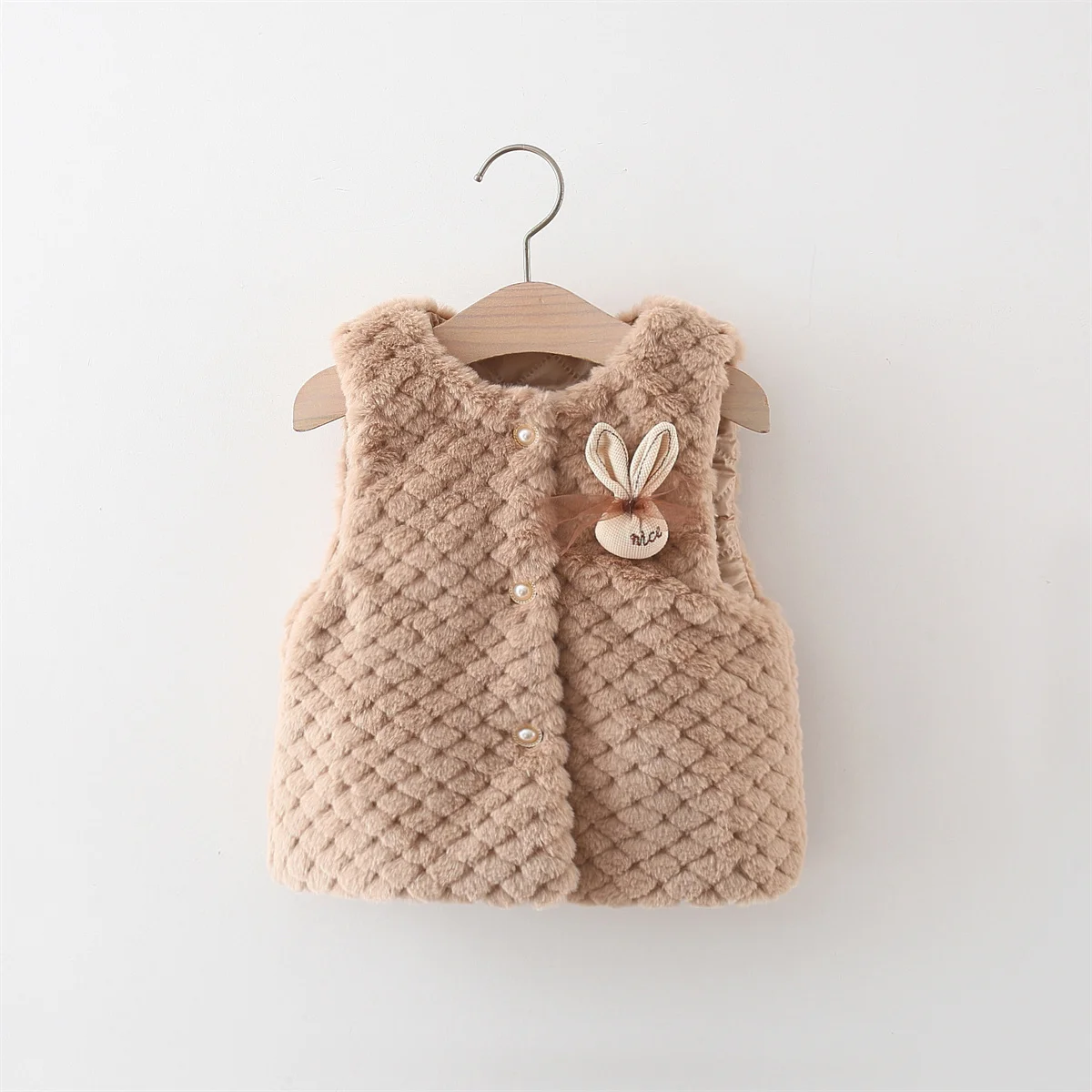 Autumn And Winter Girl Sleeveless Coat For Preschool Children Solid Sweet Artificial Fur Vest Cartoon Cute Children\'S Wear