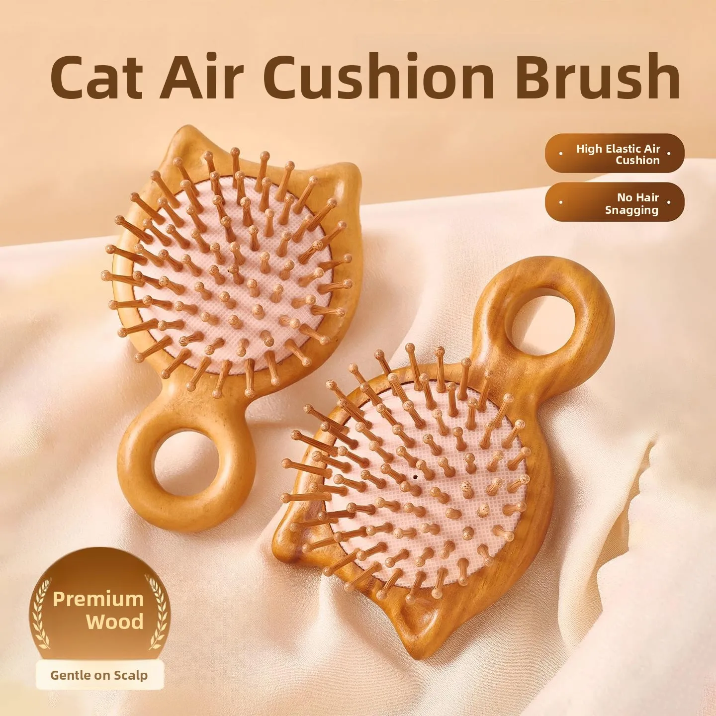 

Portable Pattern Air Cuion Comb Wooden Handle Massage Comb for Women Long Hair Fly Use Easy Carry All Hair pes