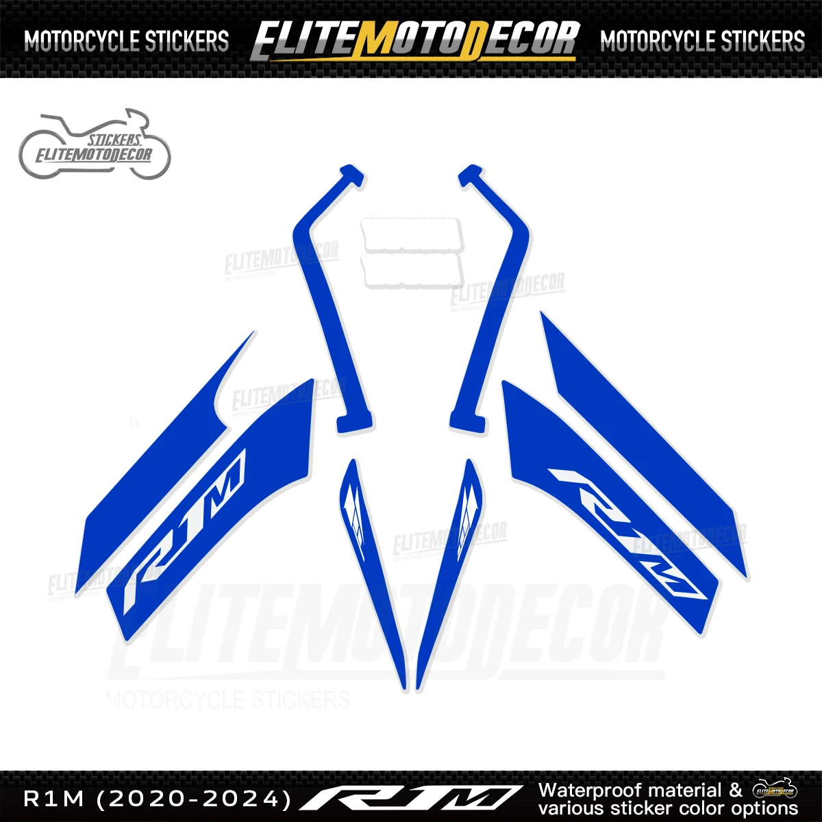 

Для Yamha YZF1000 R1 R1M 2020-2024 Универсальный синий обтекатель, полный комплект, эмблема, наклейка, аксессуары, наклейки, украшение кузова мотоцикла