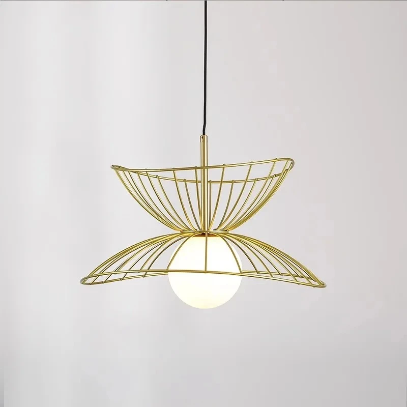 Simple modern restaurant straw hat pendant ceiling light adjustable line hanging light
