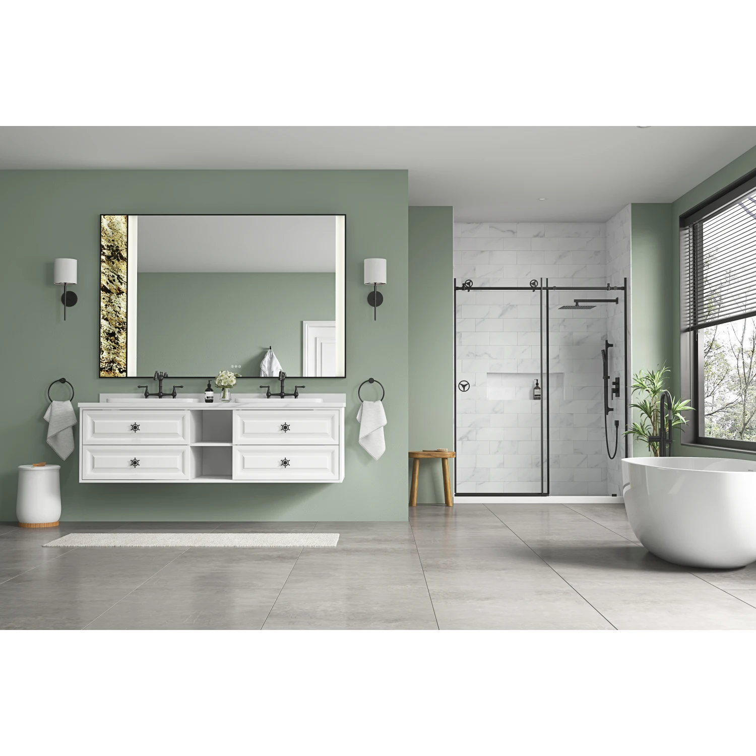 72*23*21in Wall Hung Doulble Sink Bath Vanity Cabinet Only in Bathroom Vanities without Tops