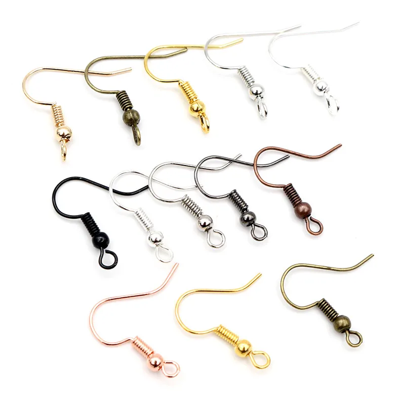 Image 7: 100 pcs/lot 20x17mm 2-Styles Boucles D'oreilles En Métal Fermoir Crochets Raccords DIY Bijoux Faisant Des Résultats Accessoires Earwire crochet D'oreille Bijoux