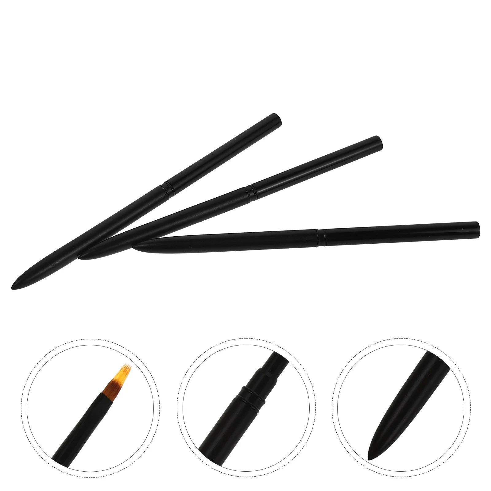 3pcs Wood Nail Brush Set Fine Liner Painting And Sculpting For Gel And Nail Polish For Nail Designs Salon Manicu