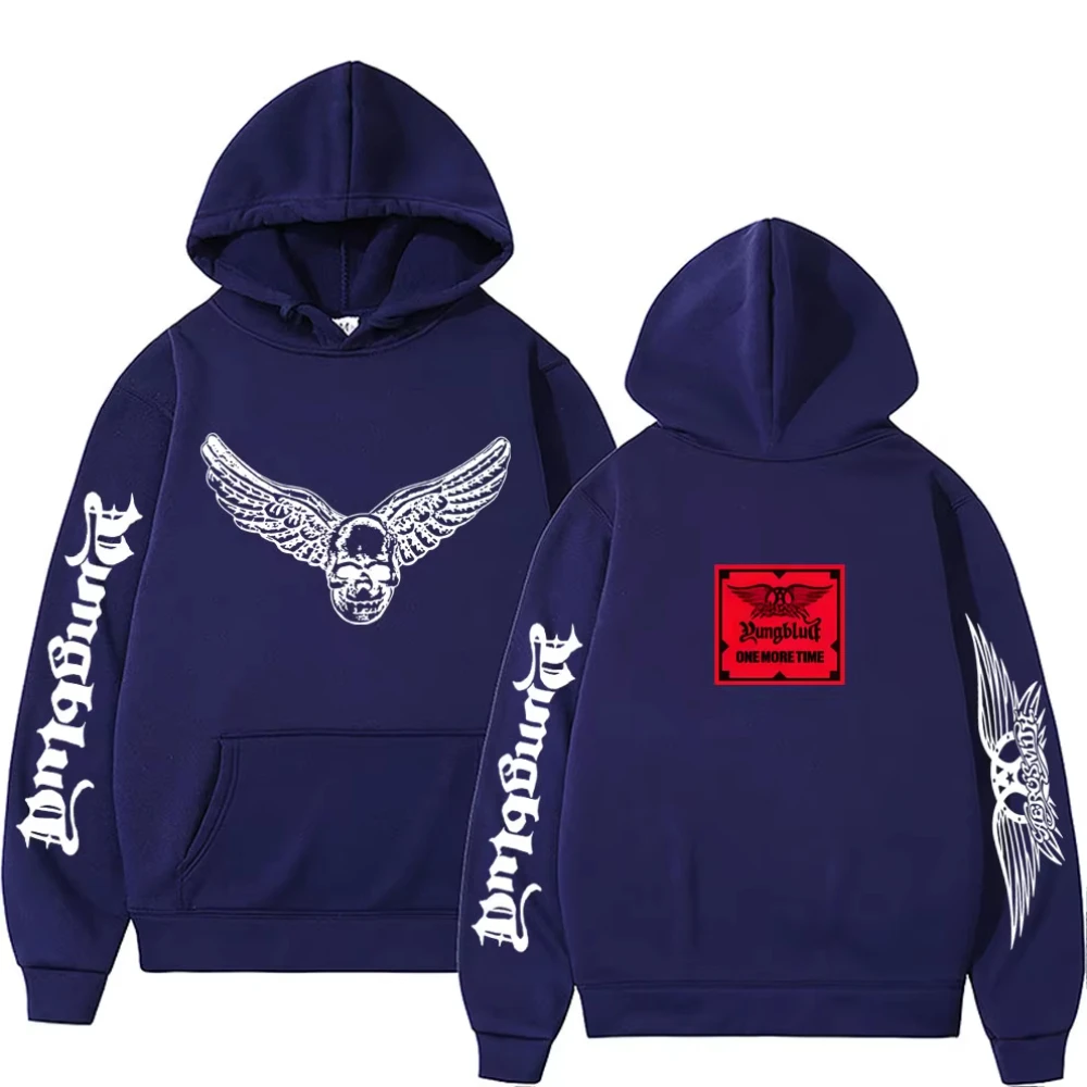 Custom YUNGBLUD Skeleton Graphic Printed Hoodies Men Women Casual Fleece Vintage Sweatshirt Men's Hip Hop Oversized