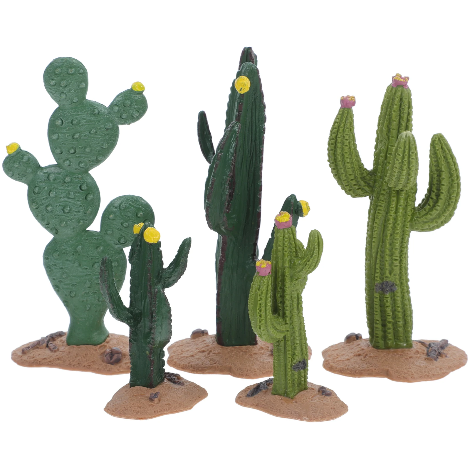 

5Pcs Fake Artificial Cactus Decor Small PVC Cactus Figurines for Office Desktop Garden Simulated Ornaments