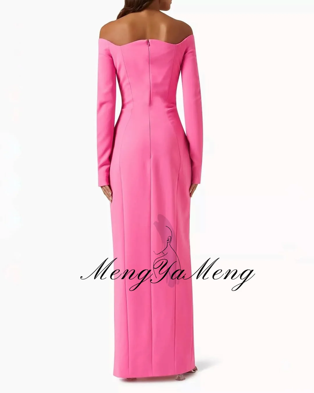 ZHUISHU Elegant Women Evening Dresses with Slit Long Sleeves Customized Simple Modest Party Gown Banquet Dinner Formal Dresses