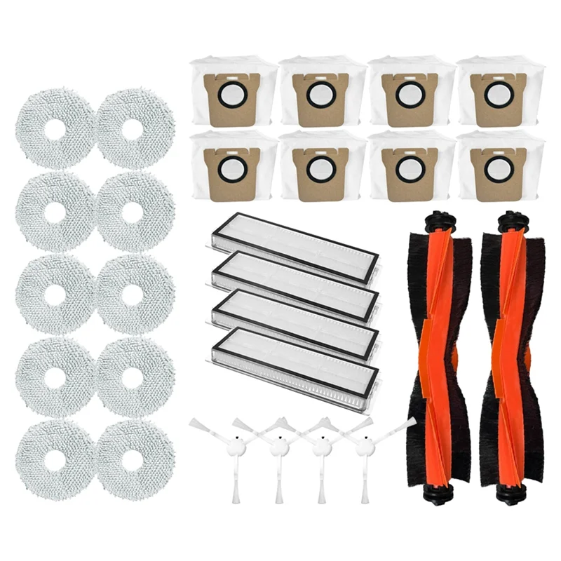 【Berserk】28 peças escova filtro hepa esfregão pano saco de pó para xiaomi x20 +/x10 +/x20 plus/x10 plus aspirador de pó peças de reposição