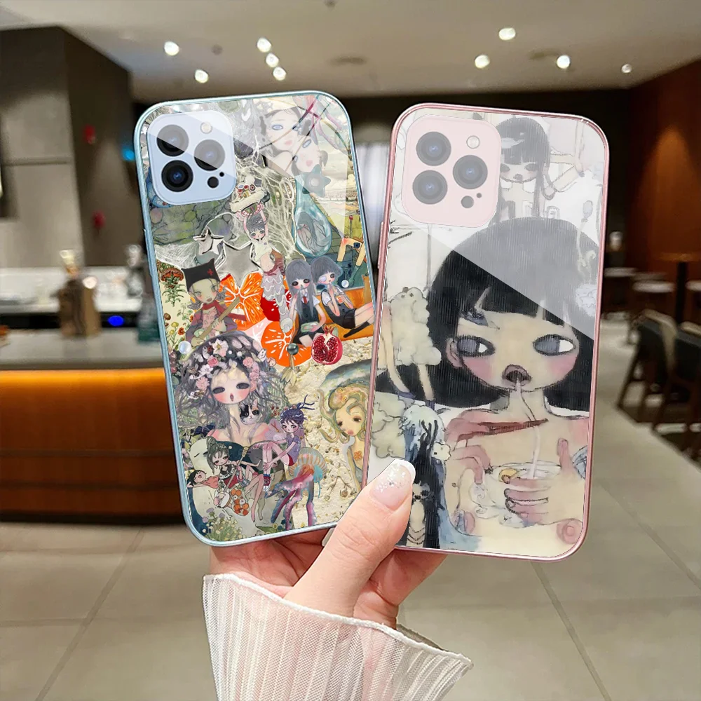 Aya Takano Phone Case For IPhone 15 14 13 12 Mini 11 Pro Max X XS XR 6 7 8 SE Plus Glass Hard Cover