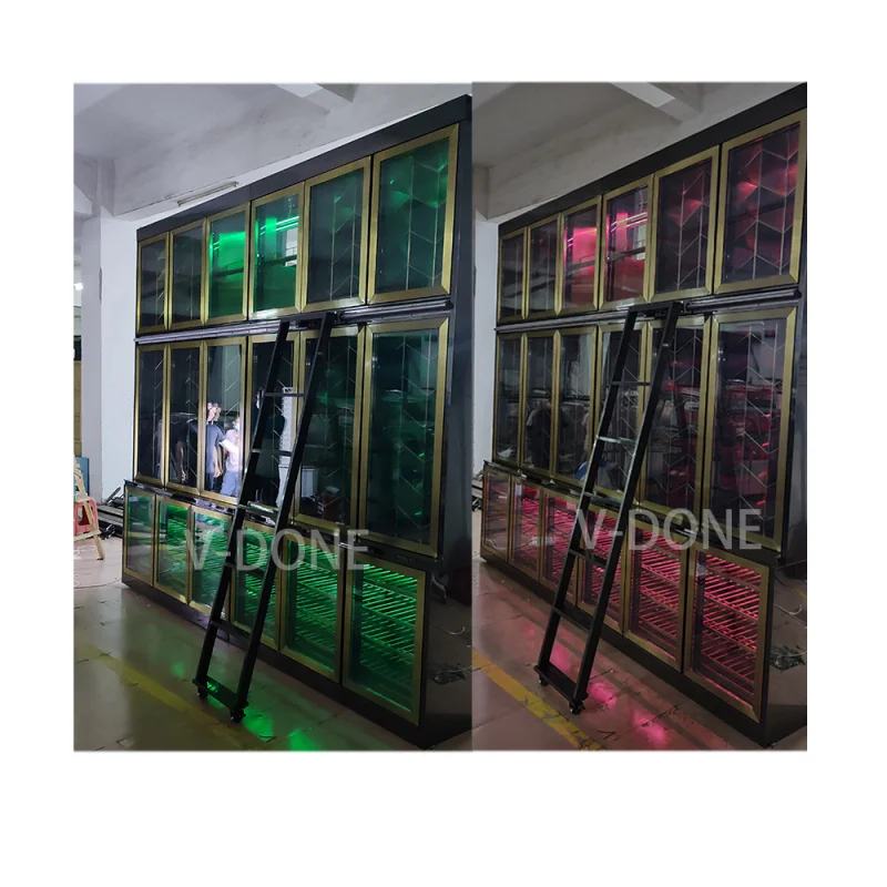 [Customized]Constant Temperature Wine Cabinet with Lighting Effect Overall Electroplating Wine Display Rack Display Wine Stainle