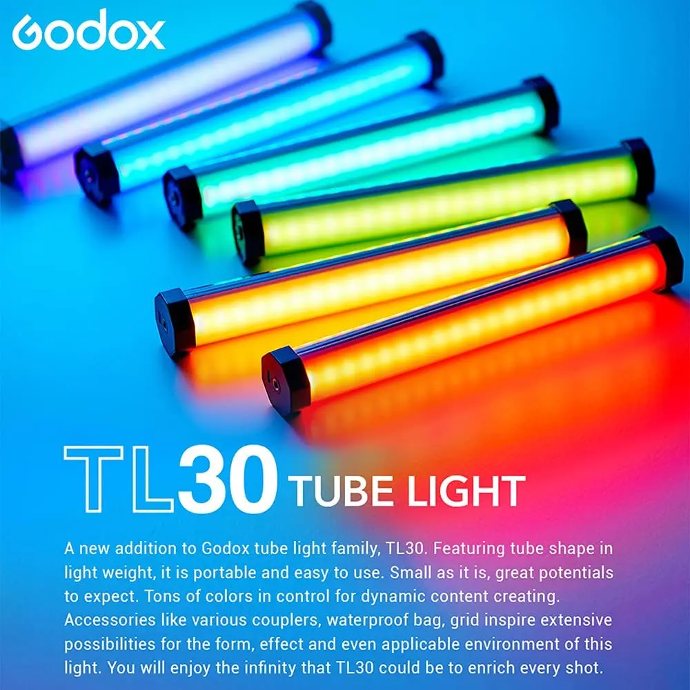 Godox TL30 Pavo Tube Light RGB Color Photography Light Handheld Light Stick with APP Remote Control for Photos Video Movie Vlog