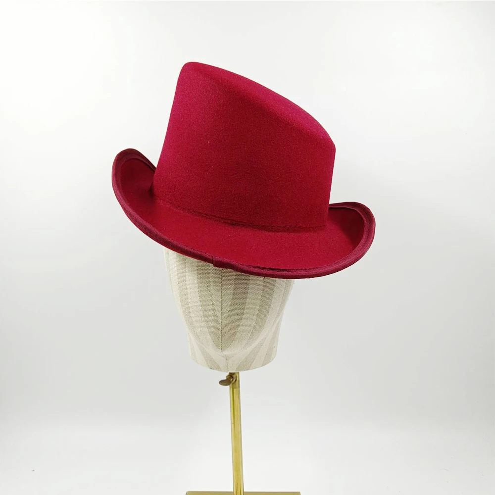 New  High Top Gentleman Derby Hat Fedora Hat Men's and Women's Gentleman Colorful Bevel Top Hat Felt Magic Hat President Hat