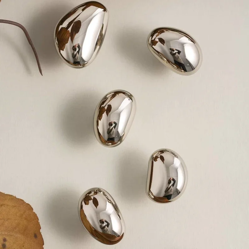 Creative Brass Wardrobe Knob Light Luxury Shoe Cabinet Irregular Small Handle Middle Ancient Style Pebble Cabinet Door Handle