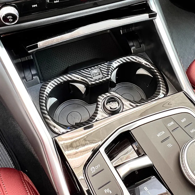 

Для BMW 3 серии G20 G28 2019 2020 2021, наклейка из углеродного волокна ABS, автоматическая переключение передач, держатель для чашки с водой, крышка панели