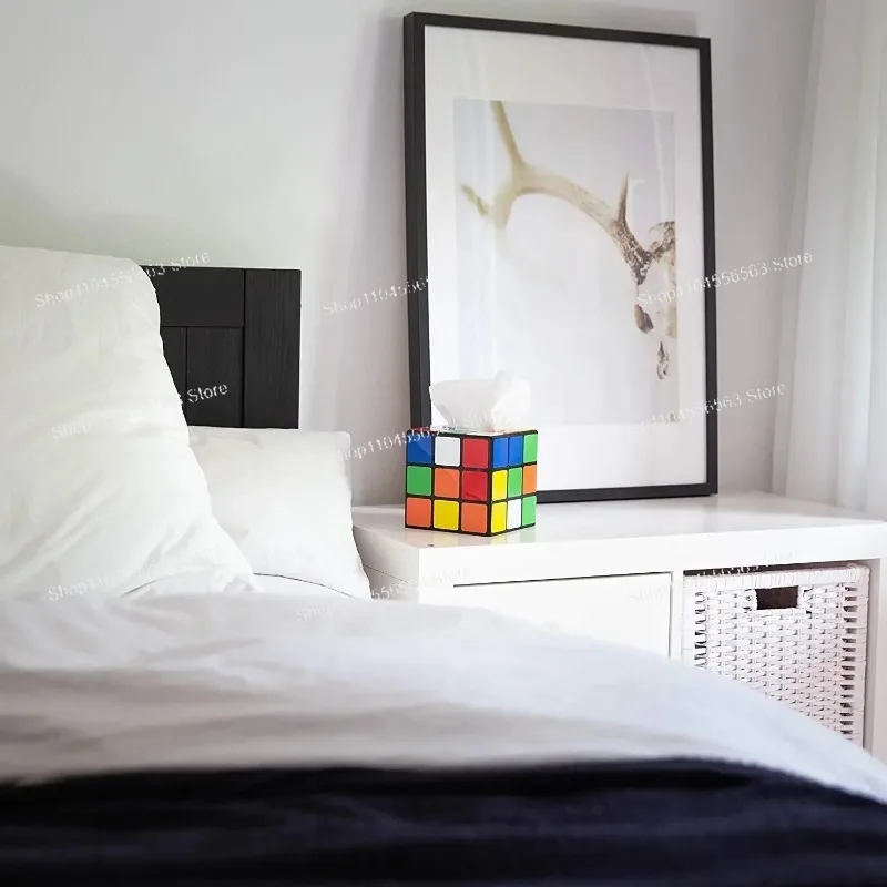 Theory Magic Cube Tissue Box Cover Retro Rubik Style Napkin Holder for Square Tissue 5.9x5.9x5.9in - view 3