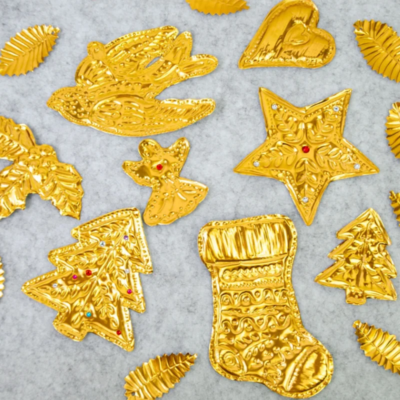 DIY Gold Foil Art Relief Christmas Decorations Gold Silver Decorative Pendant Combination Tin Foil Paper Craft Sewing Tool Set view 3