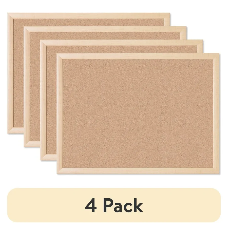4 pack 17 x 23 in. Cork Bulletin Board with Natural Maple WoodStyle Frame for Home Office Organization Perfect for Notes Photos