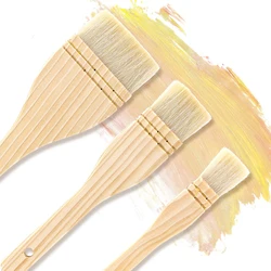 1/3pcs Flat Hake Paint Brushes Artist Painting Brushes Sheep Hair Bristles Wash Brush for Watercolor Ceramic Pottery Painting