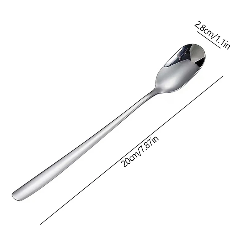 1Pc 304 Stainless Steel Long Handle Stirring Spoon Coffee Tea Spoons Dessert Spoon Stirring Rod Spoon Silver Kitchen Accessories