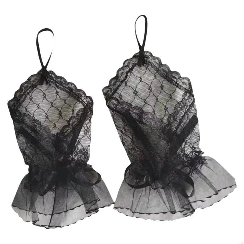 HX6F 1PAIR SWEET BOWS GLOVE GOTHICS GOTHICS