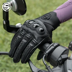 Star Field Knight Real Goat Leather Men and Women's Motorcyle Riding Gloves Summer Mesh Breathable PVC Hard Shell Protection