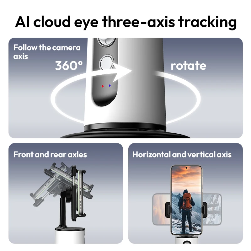 2025 Neuer 360-Grad-Follow-up-Gimbal-Stabilisator Einbeinstativ Desktop-Tracking-Gimbal mit Fernbedienung für Tiktok Live-Fotografie