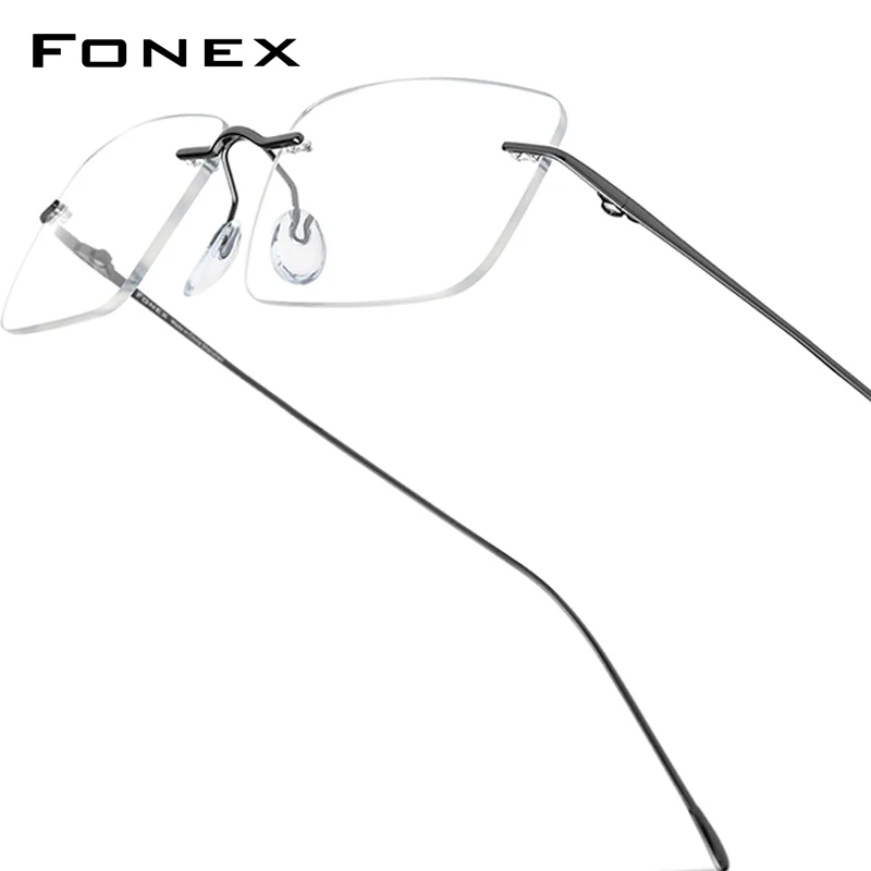 

FONEX B Titanium Eyeglasses Frame Men Brand Rimless Square Glasses Frames Women Frameless Ultralight Weight Custom Eyewear 85870