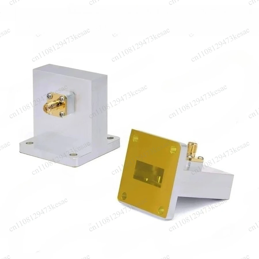 WR90 to SMA Female Right Angle Waveguide to Coax Adapter, 8.2-12.4GHz, UBR100 Flange, RF Telecom Components
