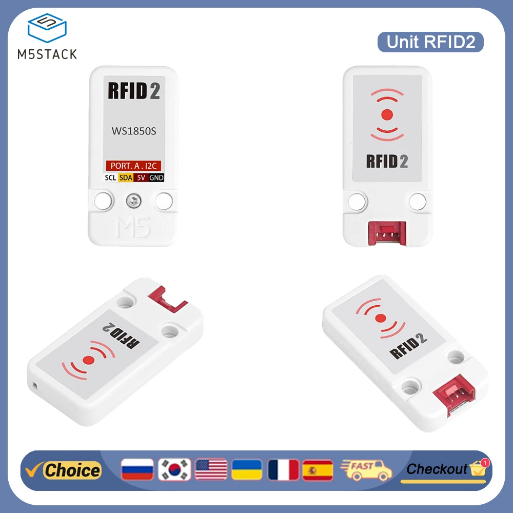 

M5STACK RFID 2 Unit Sensor WS1850S 13.56MHz Radio Module for NFC Smart Card Sensor, Wireless Access Control, IoT, Smart Home