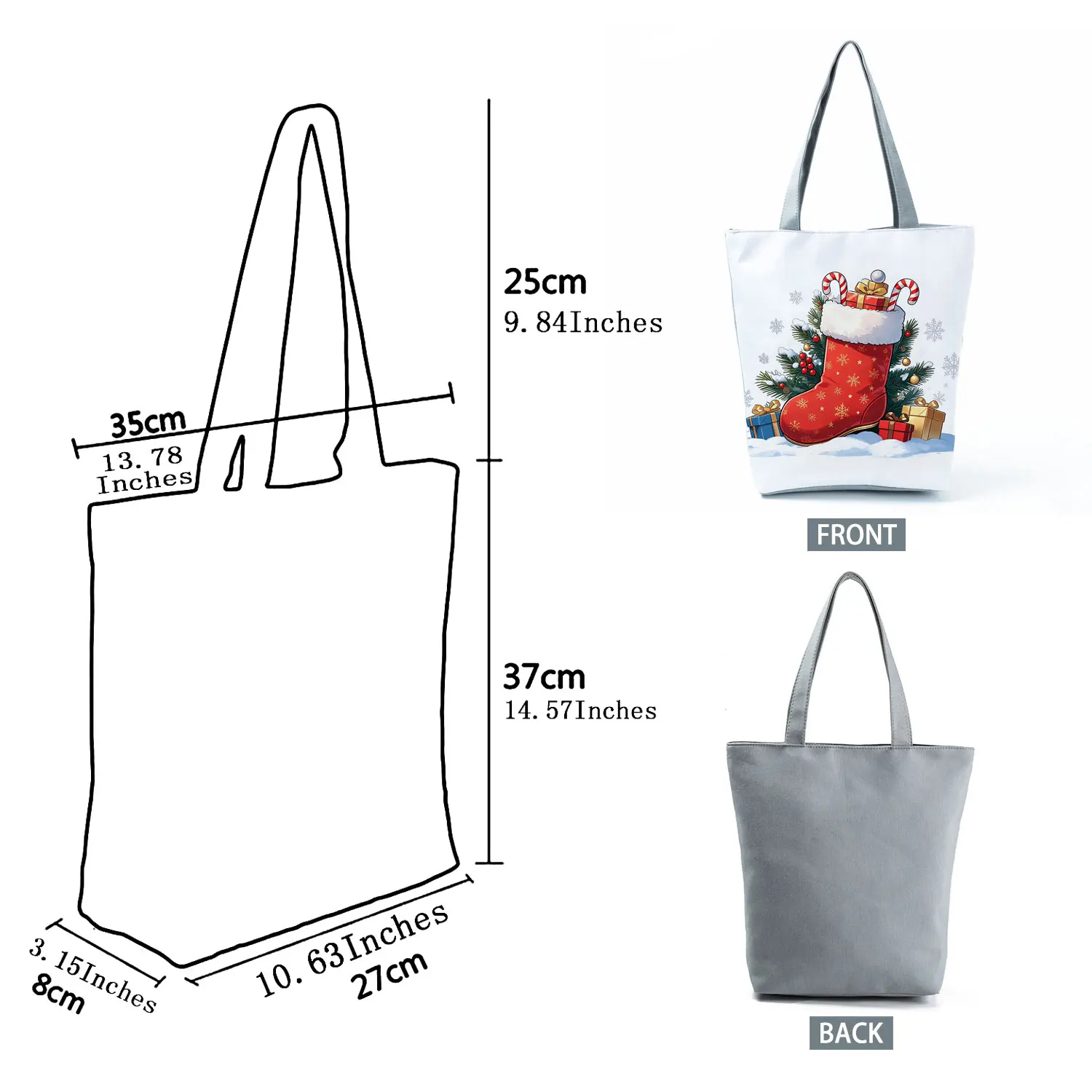 Christmas Stocking Gifts Pine Printed Handbag Women Tote Casual Shoulder Bag Foldable Shopping Bag Portable Bolso Mujer Can DIY