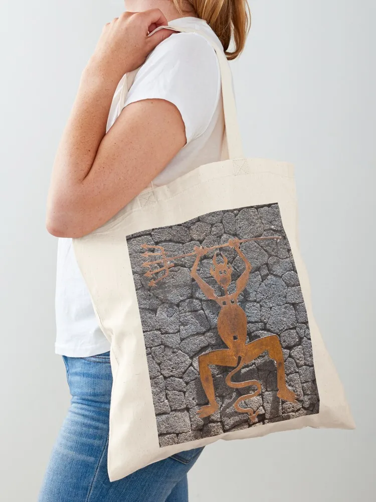 

El Diablo sculpture Lanzarote Tote Bag custom fabric bag tote bags cloth bags free delivery bags shopping cart