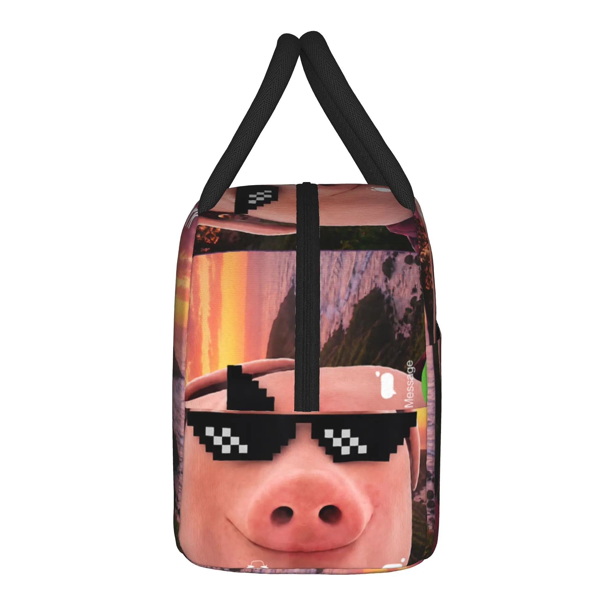 John Pork Calling Decline Accept Incoming Call John Pork Lunch Bag Picnic Lunch Box For Women Vintage Print Thermal Lunch Bags