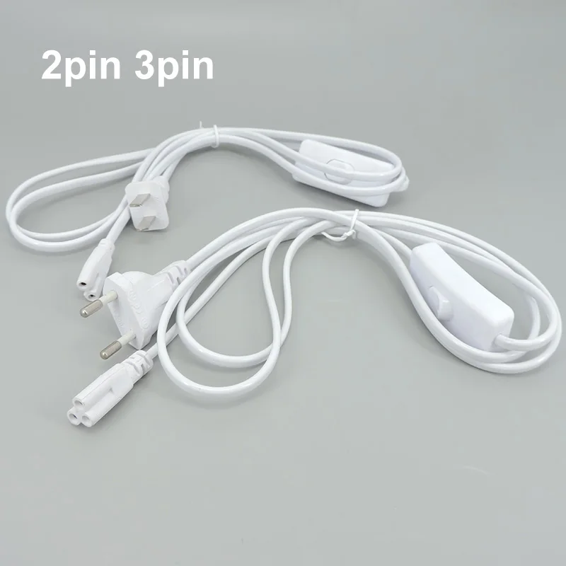 Cable de interruptor de CA con 2 y 3 orificios, fuente de alimentación de tubo LED T5 T8, Cable de extensión de carga, Conector de encendido/apagado, accesorio de iluminación, enchufe europeo y estadounidense