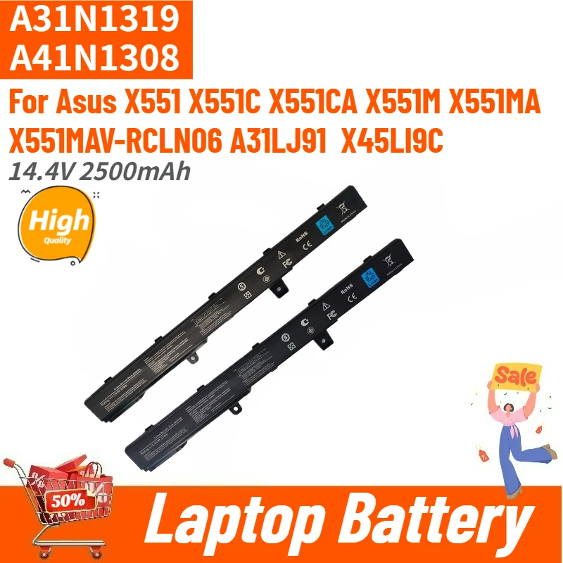 

A31N1319 A41N1308 2500mAh Laptop Battery for Asus X551CA X551 X551C X551M X551MA X551MAV-RCLN06 A31LJ91 Brand New High Quality