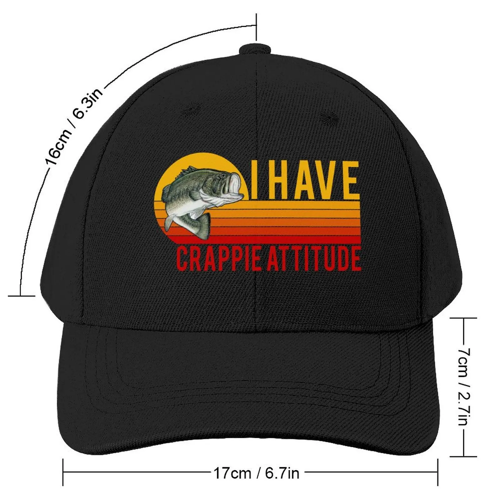 I Have Crappie Attitude Funny Crappie Fishing Lover Man Baseball Cap Kids Hat Hat Luxury Brand Big Size Hat Caps Male Women's