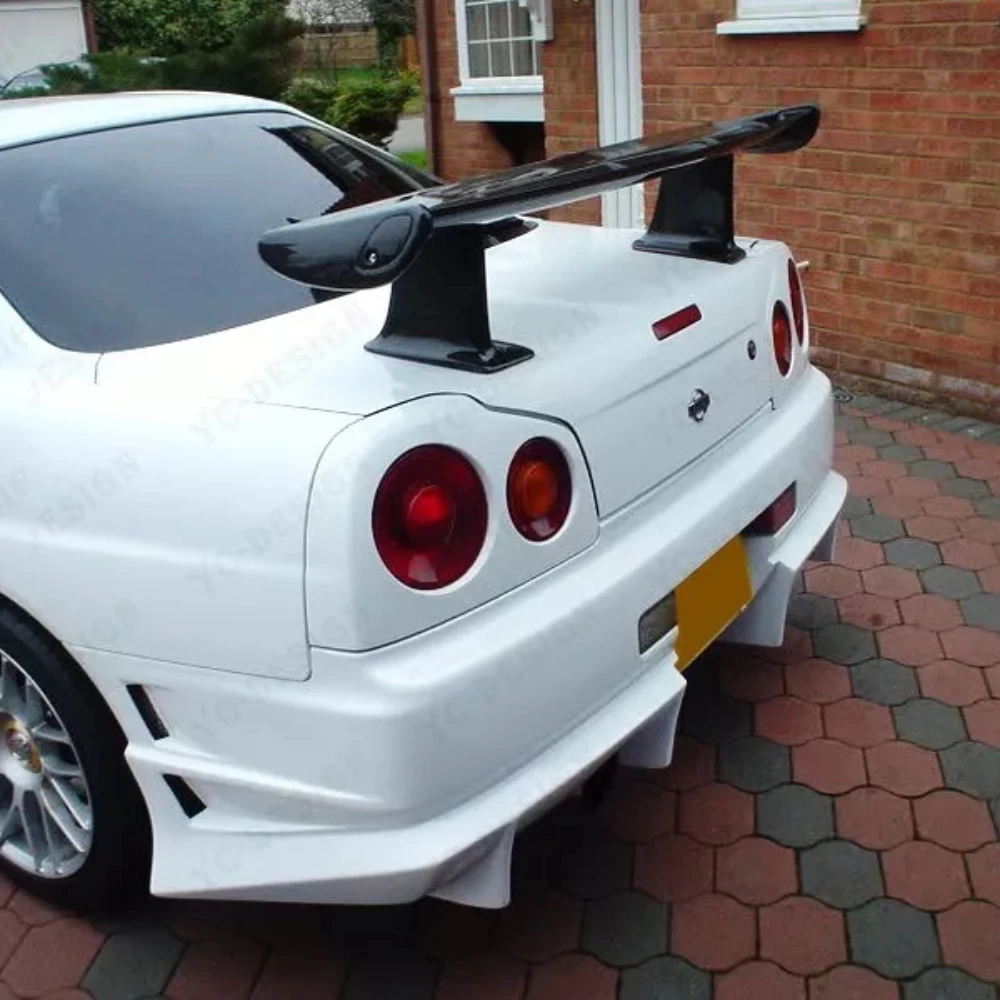 

Задний спойлер багажника из углеродного волокна с высокими ногами GT Wing для Nissan Skyline R34 GTR GTT