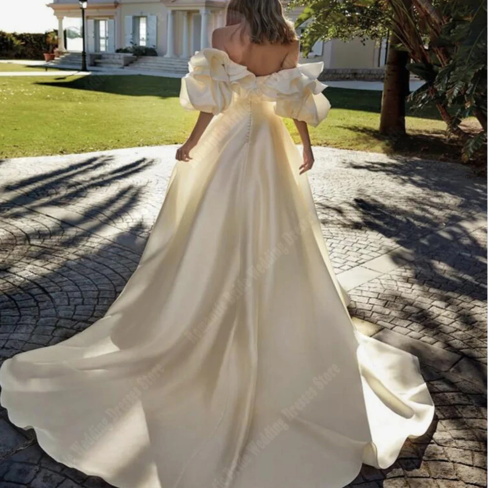 Vestidos De Novia con hombros descubiertos para mujer, vestidos De Novia con bola De compromiso, longitud para fregar, Vestido De Novia sin espalda De princesa personalizado