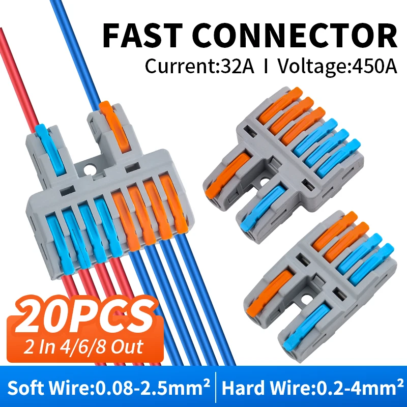 

JINH 20/30Pcs Universal Compact Mini Fast Wire Connector Lever Splitter Electrical Quick Conductors Push-in Home Terminal Block